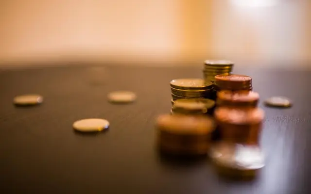 Stack of coins on a table